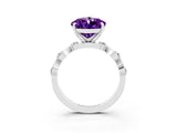 White gold Pear Cut Amethyst Solitaire Twisted Band with Round  Accents and Prong Setting_15