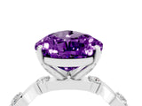 White gold Pear Cut Amethyst Solitaire Twisted Band with Round  Accents and Prong Setting_16