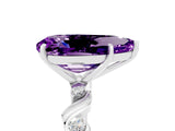 White gold Pear Cut Amethyst Solitaire Twisted Band with Round  Accents and Prong Setting_17