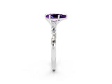 White gold Pear Cut Amethyst Solitaire with Side Baguettes and Channel Set Band_2