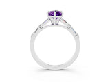 White gold Pear Cut Amethyst Solitaire with Side Baguettes and Channel Set Band_3