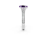 White gold Pear Cut Amethyst Split Shank Engagement Ring with Pavé Band_2