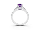 White gold Pear Cut Amethyst Split Shank Engagement Ring with Pavé Band_3