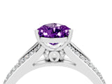 White gold Pear Cut Amethyst Split Shank Engagement Ring with Pavé Band_4