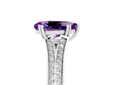 White gold Pear Cut Amethyst Split Shank Engagement Ring with Pavé Band_5