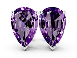 White gold Pear Cut Amethyst Stud Earrings_18