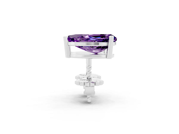 Silver Pear Cut Amethyst Stud Earrings