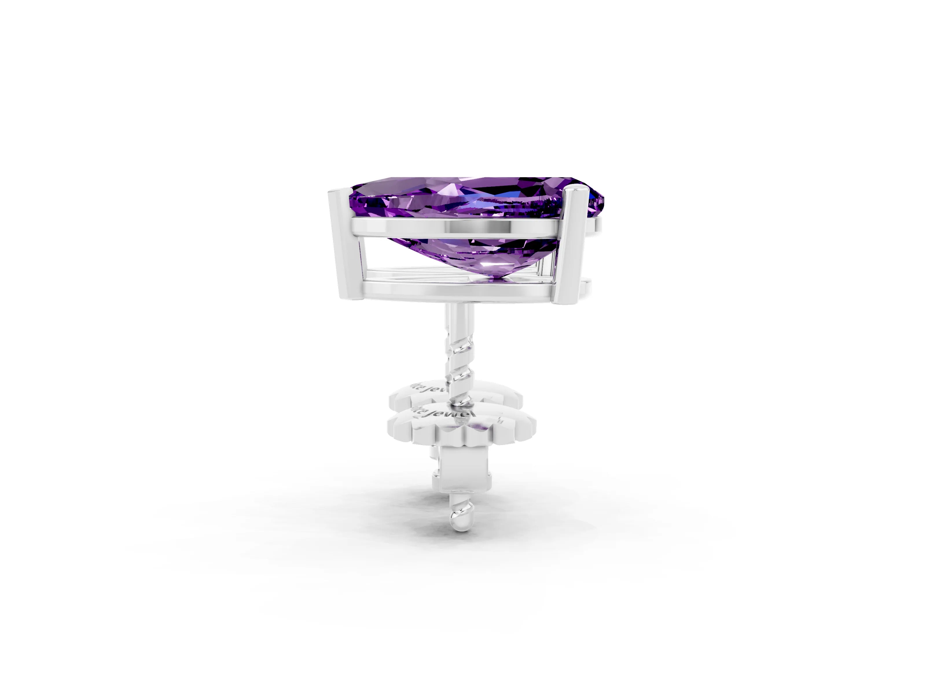 White gold Pear Cut Amethyst Stud Earrings_20
