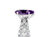White gold Pear Cut Amethyst Three-Stone Ring with Pavé Split Shank and Four-Prong Setting_17