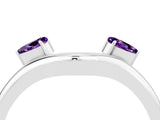 White gold Pear Cut Amethyst Two-Stone Open Band Ring with Prong Setting_10