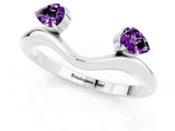 White gold Pear Cut Amethyst Two-Stone Open Band Ring with Prong Setting_7