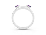 White gold Pear Cut Amethyst Two-Stone Open Band Ring with Prong Setting_9