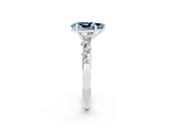 White gold Pear Cut Aquamarine Cluster Side Stone Solitaire Ring with Prong Setting_26