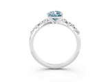 White gold Pear Cut Aquamarine Cluster Side Stone Solitaire Ring with Prong Setting_27