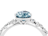 White gold Pear Cut Aquamarine Cluster Side Stone Solitaire Ring with Prong Setting_28