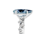 White gold Pear Cut Aquamarine Cluster Side Stone Solitaire Ring with Prong Setting_29