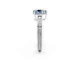 White gold Pear Cut Aquamarine Engagement Ring with Milgrain Channel Set Band and Prong Setting_2
