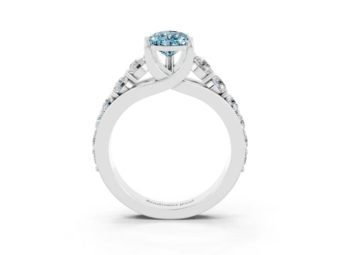 White gold Pear Cut Aquamarine Engagement Ring with Pavé Band and Four-Prong Setting_3
