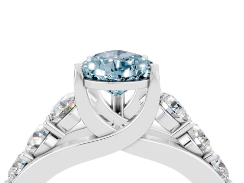 White gold Pear Cut Aquamarine Engagement Ring with Pavé Band and Four-Prong Setting_4