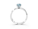 White gold Pear Cut Aquamarine Engagement Ring with Side Stone Accents and Four-Prong Setting_30