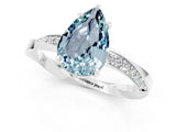 White gold Pear Cut Aquamarine Engagement Ring with Side Stone Accents and Four-Prong Setting_37
