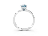 White gold Pear Cut Aquamarine Engagement Ring with Side Stone Accents and Four-Prong Setting_39