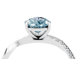 White gold Pear Cut Aquamarine Engagement Ring with Side Stone Accents and Four-Prong Setting_40