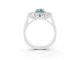 White gold Pear Cut Aquamarine Floral Double Halo Engagement Ring with Prong Setting_118