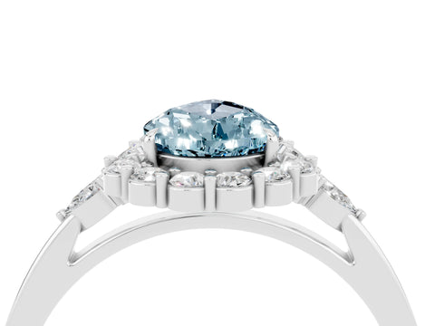 White gold Pear Cut Aquamarine Halo Ring with Pear Side Stones and Prong Setting_28