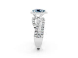 White gold Pear Cut Aquamarine Halo Ring with Round Split Shank and Prong Setting_62