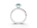 White gold Pear Cut Aquamarine Halo Ring with Round Split Shank and Prong Setting_63