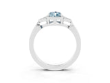 White gold Pear Cut Aquamarine Halo Ring with Tapered Band and Four-Prong Setting_3