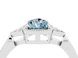 White gold Pear Cut Aquamarine Halo Ring with Tapered Band and Four-Prong Setting_4