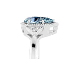 White gold Pear Cut Aquamarine Halo Ring with Tapered Band and Four-Prong Setting_5