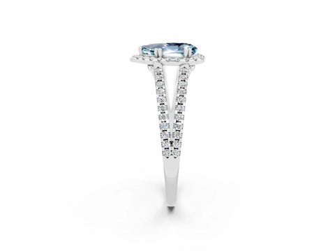 White gold Pear Cut Aquamarine Halo Split Shank Engagement Ring_14
