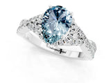 White gold Pear Cut Aquamarine Halo Twist Band Solitaire Prong Setting Ring_1
