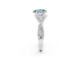 White gold Pear Cut Aquamarine Halo Twist Band Solitaire Prong Setting Ring_2