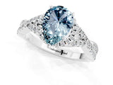 White gold Pear Cut Aquamarine  Halo Twist Band Solitaire Prong Setting Ring_49