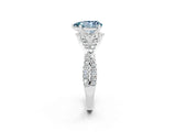 White gold Pear Cut Aquamarine  Halo Twist Band Solitaire Prong Setting Ring_50