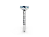 White gold Pear Cut Aquamarine Milgrain Pavé Engagement Ring with Four-Prong Setting_2