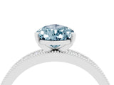 White gold Pear Cut Aquamarine Milgrain Pavé Engagement Ring with Four-Prong Setting_4