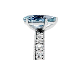 White gold Pear Cut Aquamarine Milgrain Pavé Engagement Ring with Four-Prong Setting_5