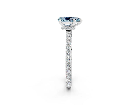 White gold Pear Cut Aquamarine Pavé Engagement Ring with Round  Accents and Prong Setting_26