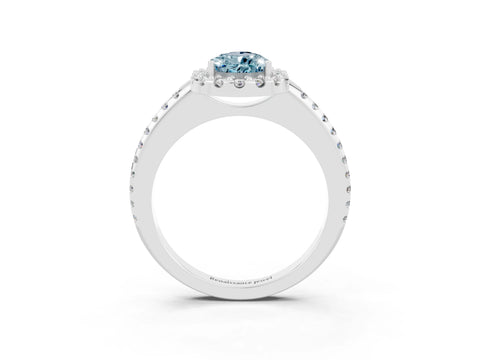 White gold Pear Cut Aquamarine Pavé Halo Ring with Four-Prong Setting_15
