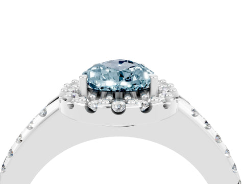 White gold Pear Cut Aquamarine Pavé Halo Ring with Four-Prong Setting_16