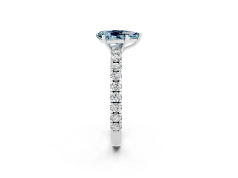 White gold Pear Cut Aquamarine Pavé Solitaire Engagement Ring with Four-Prong Setting_14