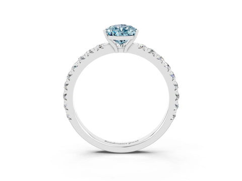 White gold Pear Cut Aquamarine Pavé Solitaire Engagement Ring with Four-Prong Setting_15