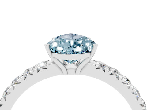 White gold Pear Cut Aquamarine Pavé Solitaire Engagement Ring with Four-Prong Setting_16
