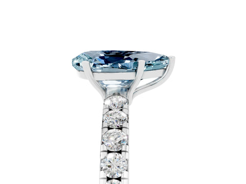 White gold Pear Cut Aquamarine Pavé Solitaire Engagement Ring with Four-Prong Setting_17