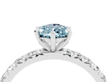 White gold Pear Cut Aquamarine Pavé Solitaire Ring with Round Band and Prong Setting_40
